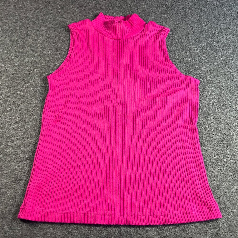 Vintage B. Moss‎ Sleeveless Sweater Women's Small Turtleneck Hot Pink Ribbed
